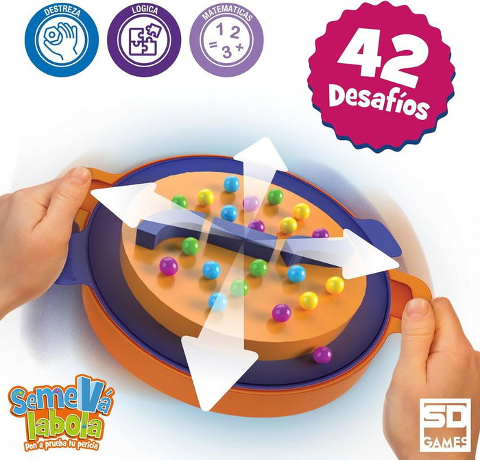 SD GAMES - Semeva Labola - Jeu de société de plateau avec billes et défis - Âge 7+ - 1 à 4 joueurs - Version espagnole SD GAMES - Semeva Labola - Jeu de société de plateau avec billes et défis - Âge 7+ - 1 à 4 joueurs - Version espagnole
