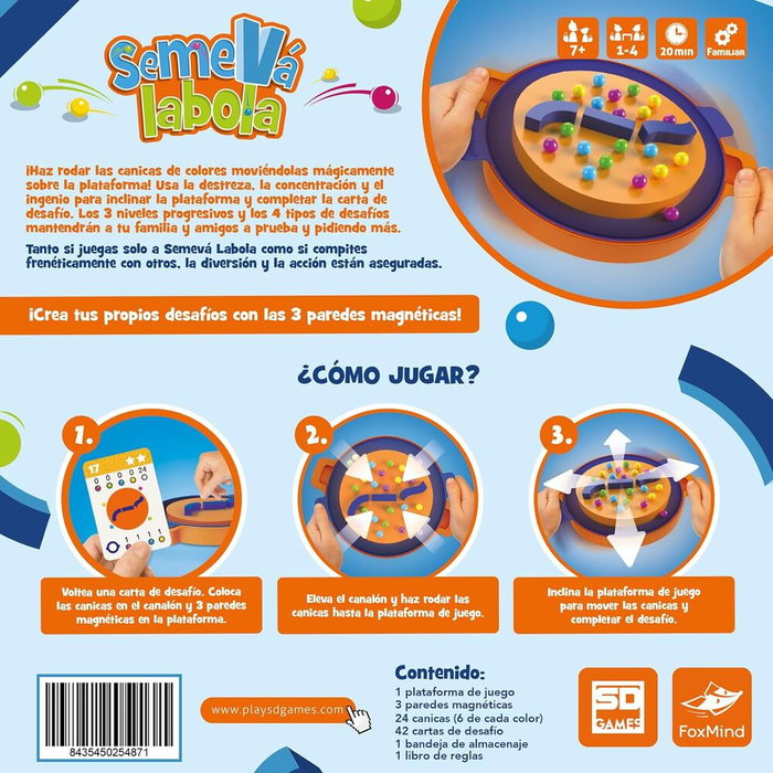 SD GAMES - Semeva Labola - Jeu de société de plateau avec billes et défis - Âge 7+ - 1 à 4 joueurs - Version espagnole SD GAMES - Semeva Labola - Jeu de société de plateau avec billes et défis - Âge 7+ - 1 à 4 joueurs - Version espagnole
