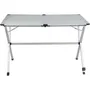 Midland - Table pliante Gap Less Grise 4 personnes - Plateau aluminium lamelles enroulables, pied réglable, sac de rangement - 110 x 72 x 70 cm