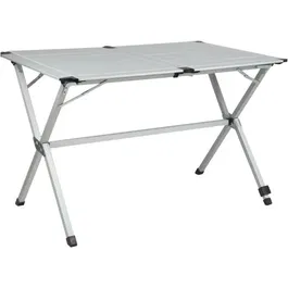 Midland - Table pliante Gap Less Grise 4 personnes - Plateau aluminium lamelles enroulables, pied réglable, sac de rangement - 110 x 72 x 70 cm