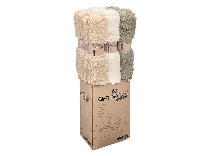 GIFTDECOR Lot de 6 tapis à poils longs assortis Beige, Crème et Gris, 133x190cm