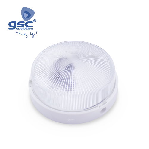 GSC Evolution Applique ronde blanche en PVC et verre E27