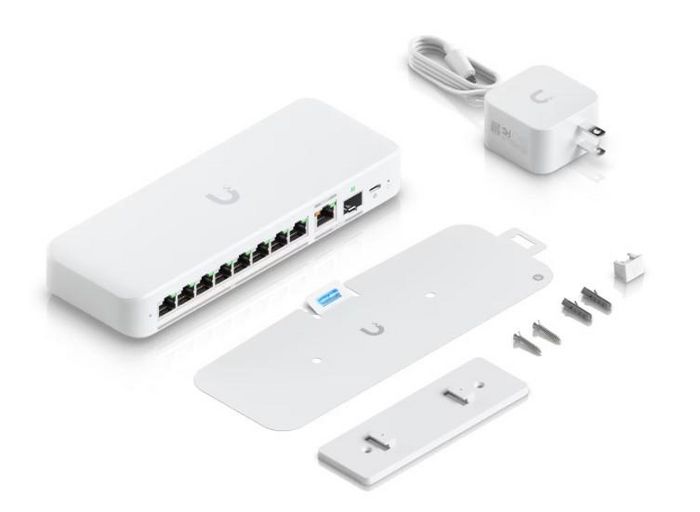 Ubiquiti Switch 60 Gbps, débit de commutation 45 Mpps, VLANs 256, alimentation AC/DC externe 15W