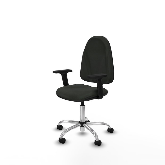 Chaise de bureau Algarra avec mécanisme de contact permanent de base, rembourrée de tissu noir. Équipée d'une base chromée, d'accoudoirs 2D et de roulettes en nylon de 50 mm. Chaise de bureau Algarra avec mécanisme de contact permanent de base, rembourrée de tissu noir. Équipée d'une base chromée, d'accoudoirs 2D et de roulettes en nylon de 50 mm.