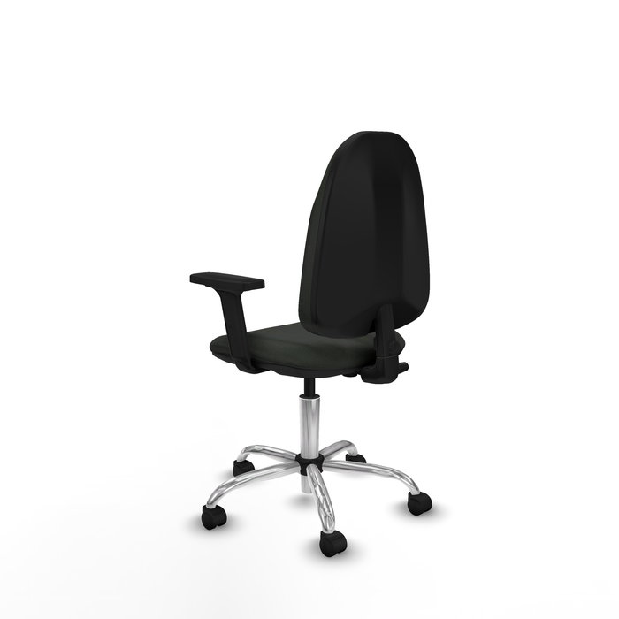 Chaise de bureau Algarra avec mécanisme de contact permanent de base, rembourrée de tissu noir. Équipée d'une base chromée, d'accoudoirs 2D et de roulettes en nylon de 50 mm. Chaise de bureau Algarra avec mécanisme de contact permanent de base, rembourrée de tissu noir. Équipée d'une base chromée, d'accoudoirs 2D et de roulettes en nylon de 50 mm.