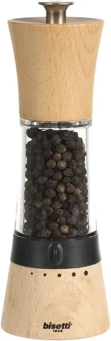 Bisetti Moulin à Poivre PISA 18 cm en Bois et Acrylique, Hauteur 9 cm, Fait en Italie