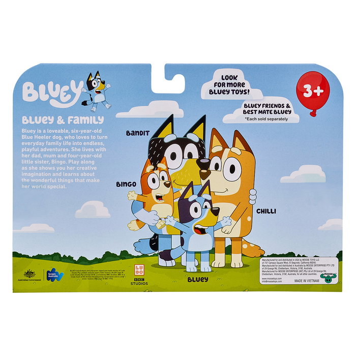 Moose Toys Coffret de 4 figurines de la famille de Bluey