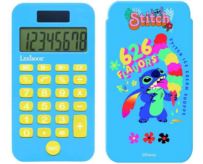 LEXIBOOK Calculatrice de poche Stitch 8 chiffres avec housse de protection