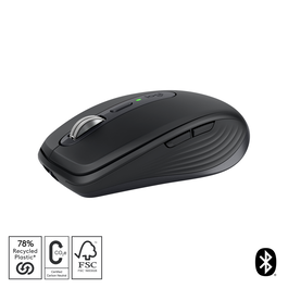 Logitech Souris MX Anywhere 3S - 910-006929 - Noir - Sans Fil pour Windows, Mac, Linux - Bluetooth et USB-C