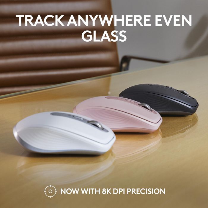 Logitech MX Anywhere 3S Souris sans fil compacte performance - Série Master - Capteur 8K, MagSpeed, Bluetooth, USB-C rechargeable, pour macOS, Windows
