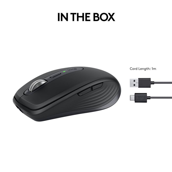 Logitech MX Anywhere 3S Souris sans fil compacte performance - Série Master - Capteur 8K, MagSpeed, Bluetooth, USB-C rechargeable, pour macOS, Windows