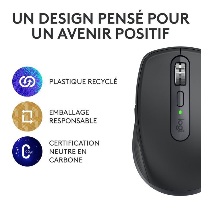 Logitech MX Anywhere 3S Souris sans fil compacte performance - Série Master - Capteur 8K, MagSpeed, Bluetooth, USB-C rechargeable, pour macOS, Windows