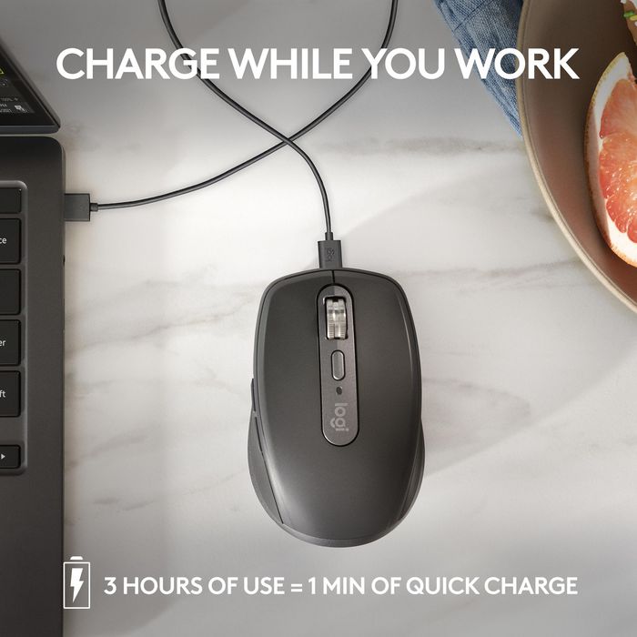 Logitech MX Anywhere 3S Souris sans fil compacte performance - Série Master - Capteur 8K, MagSpeed, Bluetooth, USB-C rechargeable, pour macOS, Windows