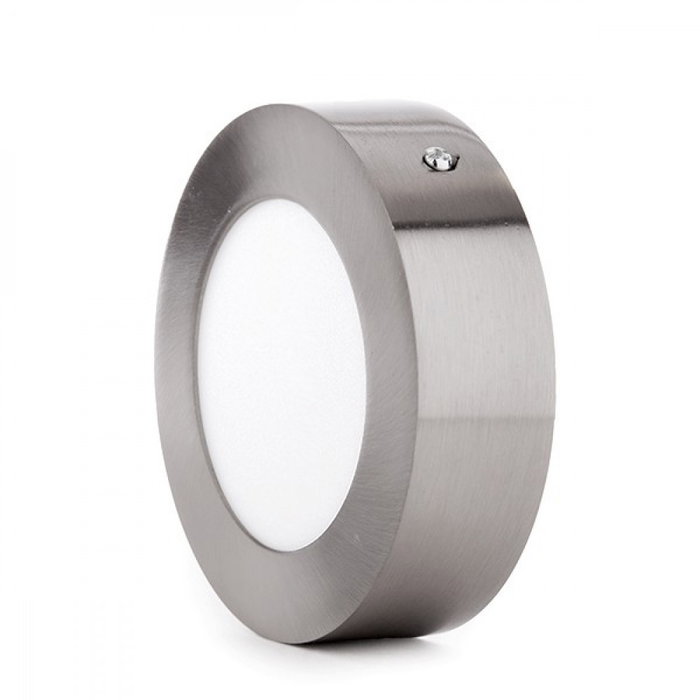 Plafonnier LED circulaire 6 W, 600 lm, 6 000 K, nickel satiné
