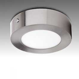 Plafonnier LED circulaire 6 W, 600 lm, 6 000 K, nickel satiné