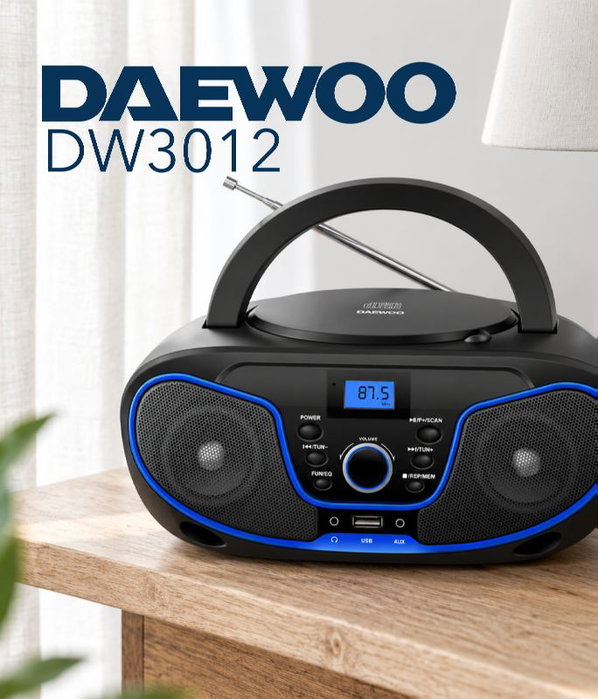 DAEWOO Radio CD Bluetooth/USB/Égaliseur Bleu