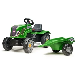 Falk Terra Maxx Vert - Tracteur à pédales avec remorque amovible