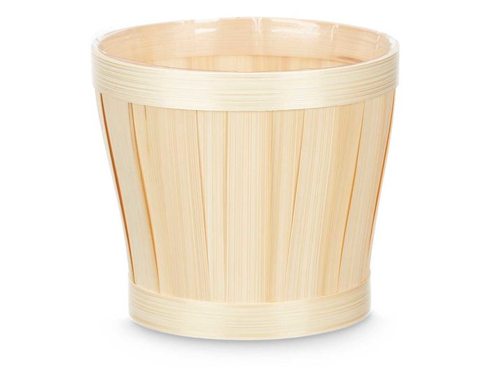 Ibergarden Cache-pot rond en bambou naturel 15 cm (Set de 24)