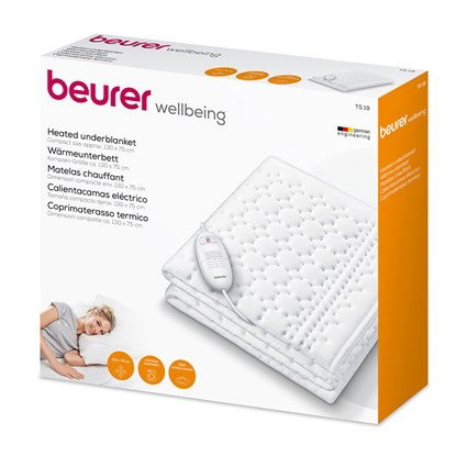 Beurer TS-19 (304.06) Couverture chauffante électrique individuelle à 3 niveaux en feutre et câble amovible pour le dos et nuque