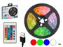 Giftdecor Ruban LED RGB 5 m avec télécommande - 20 couleurs, USB, plastique noir (Set de 12)