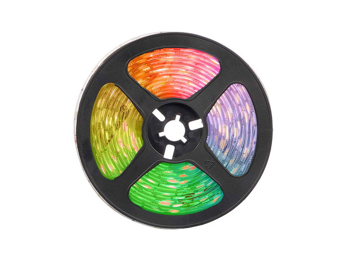 Giftdecor Ruban LED RGB 5 m avec télécommande - 20 couleurs, USB, plastique noir (Set de 12)