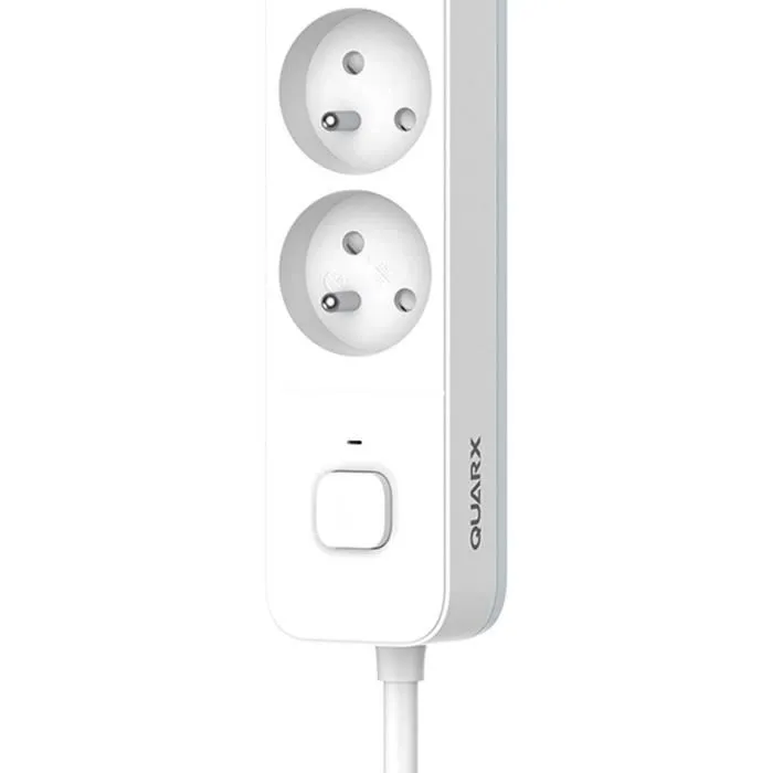Quarx - Multiprise - 5 Prises avec Câble 3 mètres - Interrupteur - Protection Enfants et Norme NF - Pour Usage Intérieur