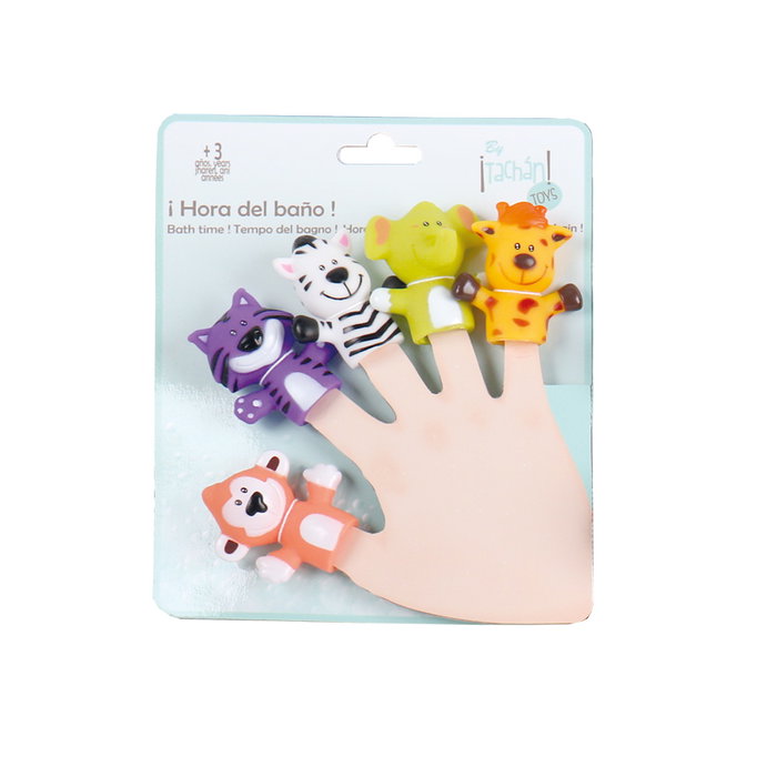 TACHAN Set de 5 marionnettes de bain thème jungle TACHAN Set de 5 marionnettes de bain thème jungle