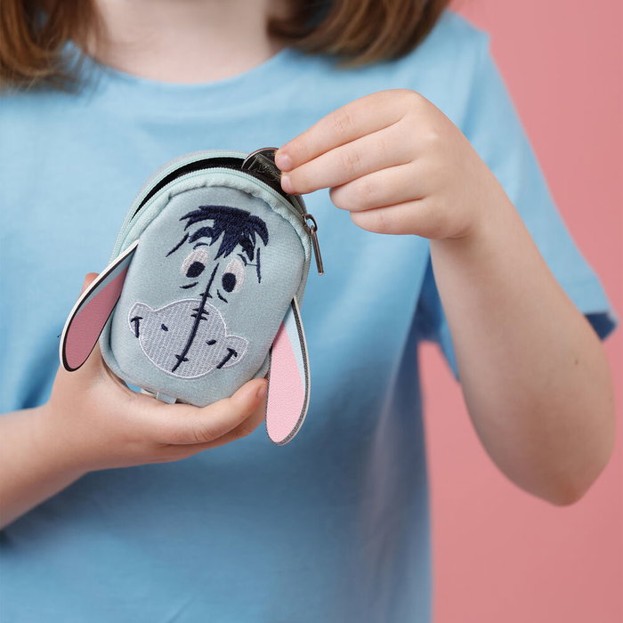 Disney Porte-clés miniature sac à dos 3D Eeyore Winnie the Pooh - Fermeture à glissière avec mousqueton