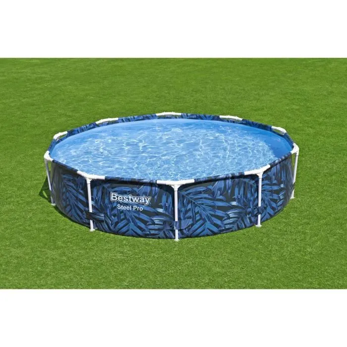Bestway Steel Pro Piscine Hors Sol Tubulaire Ronde en Acier 305 x 66 cm - Capacité 4062 Litres