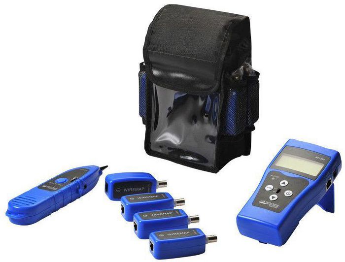 Lanview Testeur de câbles réseau numérique avec traceur - 8 sondes RJ45, RJ11 et BNC pour tests de continuité, courts-circuits et longueur de câble Lanview Testeur de câbles réseau numérique avec traceur - 8 sondes RJ45, RJ11 et BNC pour tests de continuité, courts-circuits et longueur de câble