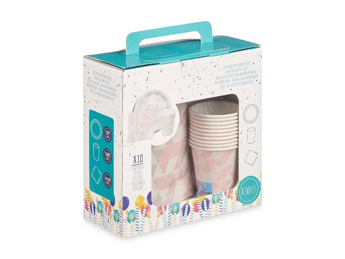 Arte Regal Set 30 pièces anniversaire losanges assortis 23 x 23.5 x 10 cm (Set de 12)