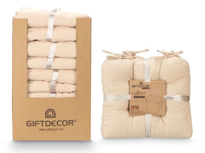 Giftdecor Set de 2 Coussins de Chaise Beige 40 x 40 x 16 cm en Tissu Polyester (Set de 6) Giftdecor Set de 2 Coussins de Chaise Beige 40 x 40 x 16 cm en Tissu Polyester (Set de 6)