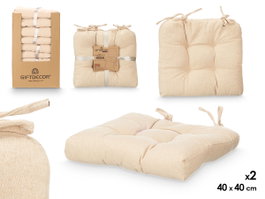 GIFTDECOR Set de 2 coussins de chaise beige 40x40cm (Lot de 6)