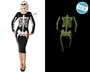Déguisement Halloween pour Femme Adulte XXL - Robe Squelette Brillante Ajustée Noire, Effet Fluorescent, Nouveauté 2025