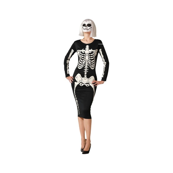 BigBuy Carnival Déguisement Robe Squelette Brillante Noir XXL