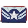 Loungefly Portefeuille Marvel Falcon Captain America Cosplay avec fermeture éclair, 15 cm x 10 cm, similicuir brodé