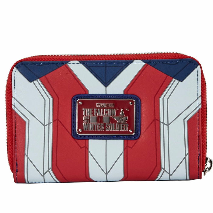 Loungefly Portefeuille Marvel Falcon Captain America Cosplay avec fermeture éclair, 15 cm x 10 cm, similicuir brodé Loungefly Portefeuille Marvel Falcon Captain America Cosplay avec fermeture éclair, 15 cm x 10 cm, similicuir brodé