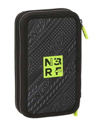 Safta Plumier Double Poche 28 Pièces Nerf Get Ready avec Matériel Scolaire - 12.5 x 19.5 x 4 cm, Recommandé 3 Ans