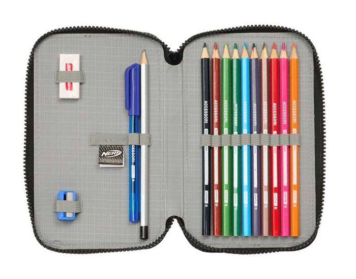 Safta Plumier Double Poche 28 Pièces Nerf Get Ready avec Matériel Scolaire - 12.5 x 19.5 x 4 cm, Recommandé 3 Ans Safta Plumier Double Poche 28 Pièces Nerf Get Ready avec Matériel Scolaire - 12.5 x 19.5 x 4 cm, Recommandé 3 Ans