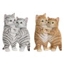 Home ESPRIT Figurine Décorative Chats Marron Gris (2 Unités)