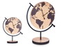Giftdecor Horloge de Bureau Mapamundi 22.5x30.5x12cm Métal et Bois MDF Noir (Set de 6)