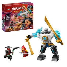 LEGO NINJAGO 71827 La super armure robot de Zane, jeu de construction avec 3 minifigurines et accessoires inspirés de la saison 3 pour enfant dès 6 ans