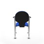 Silla Hellín tapizada con Tela color Azul. Brazos fijos