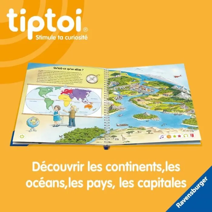Ravensburger tiptoi Livre interactif Mon premier Atlas - Jeu éducatif sans écran pour enfants à partir de 5 ans - Réf. 13099012