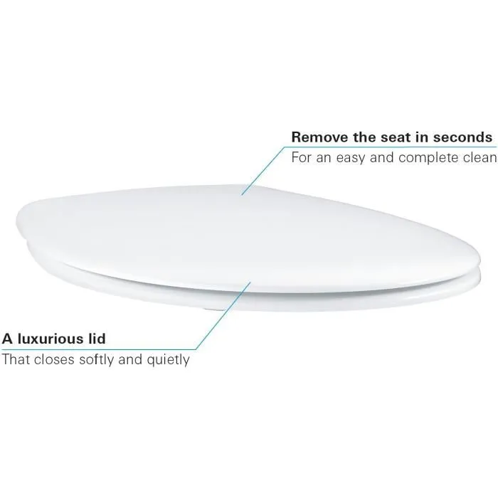 GROHE Bau Ceramic Abattant de WC en Duroplast Blanc Alpin avec Système SoftClose - Pour Cuve Bau Ceramic