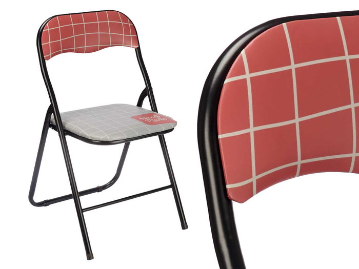 Giftdecor Chaise Pliante PVC Mat Noir 45x88x5cm Fer (Set de 6)