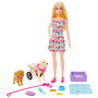 Mattel Barbie Poupée et ses Chiens avec Fauteuil Roulant - Set d'Animaux de Compagnie avec Accessoires (Corrège, Bol, Lit, Friandises) - Htk37