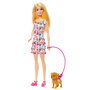 Mattel Barbie Poupée et ses Chiens avec Fauteuil Roulant - Set d'Animaux de Compagnie avec Accessoires (Corrège, Bol, Lit, Friandises) - Htk37