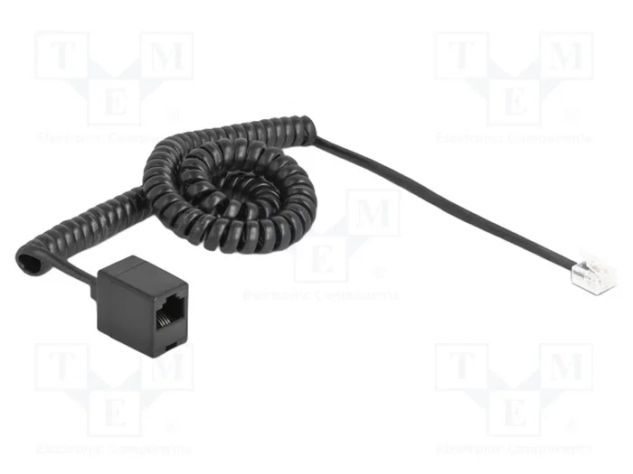 DELOCK Câble téléphonique spiral RJ11 vers RJ45 noir DELOCK Câble téléphonique spiral RJ11 vers RJ45 noir