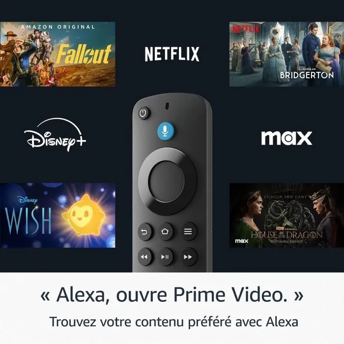 Amazon Fire TV Stick HD (3rd Gen) avec télécommande vocale Alexa, Full HD 1080p, Noir
